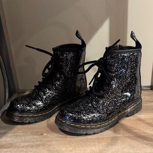 Dr. Martens Kids Black Glitter Lace-Up Boots